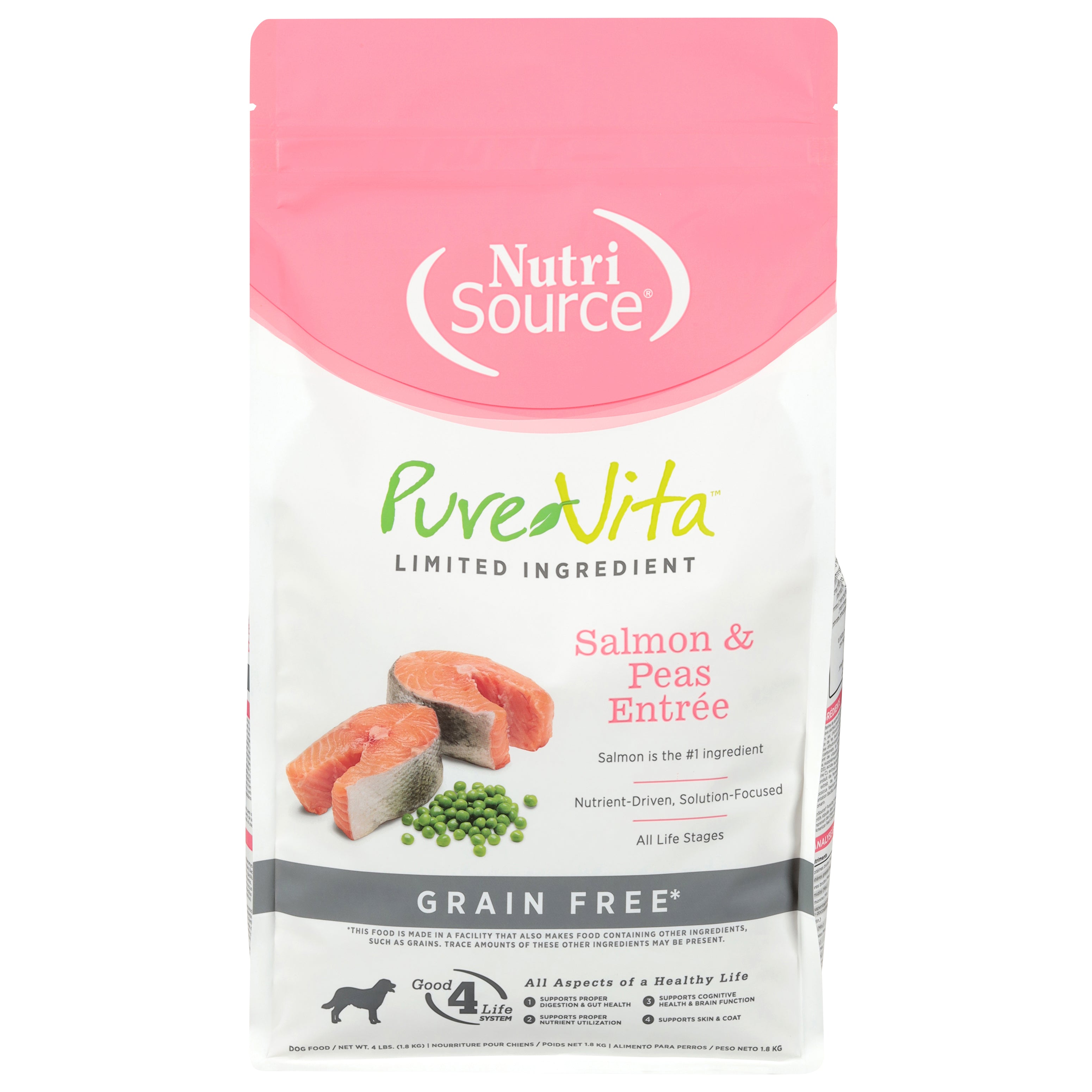 Pure Vita Salmon & Peas Small Bites Grain-Free Dry Dog Food 4lb