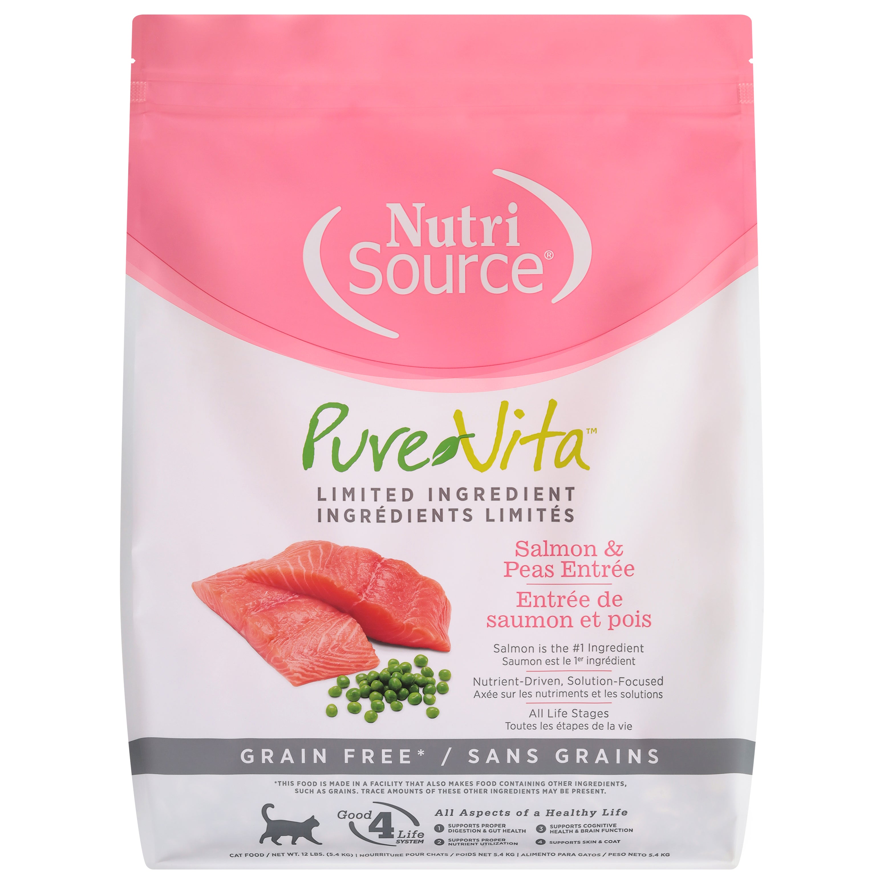 Pure Vita Salmon & Peas Grain-Free Dry Cat Food 12lb