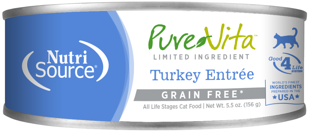 Pure Vita Turkey & Turkey Liver Grain-Free Canned Cat Food 5.5oz