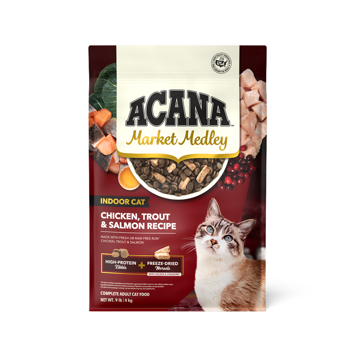 ACANA Market Medley Indoor Cat Chicken, Trout & Salmon Recipe 9 lb bag