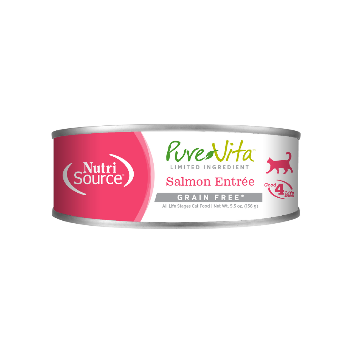 NutriSource Pure Vita Grain Free Salmon Entrée canned cat food, 5.5 oz