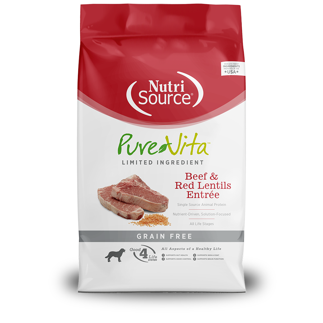 Pure Vita Beef & Red Lentils Grain-Free Dry Dog Food 25lb