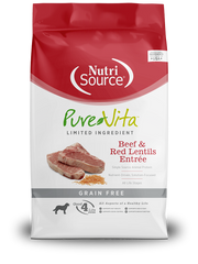 Pure Vita Beef & Red Lentils Grain-Free Dry Dog Food 25lb