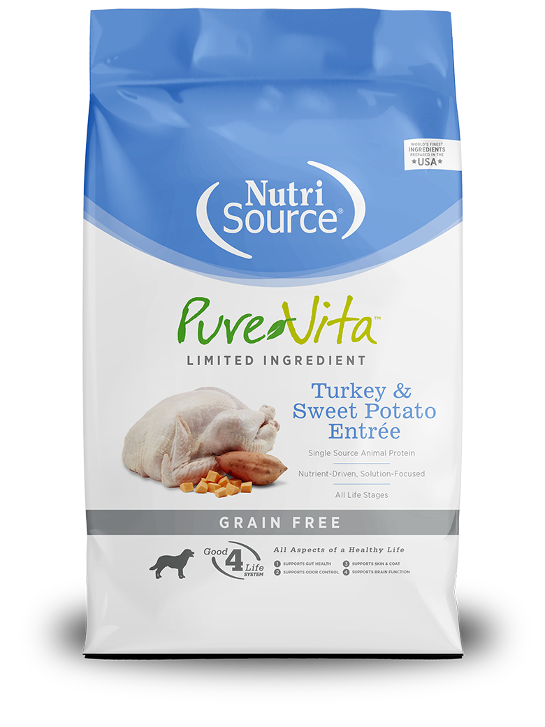 Pure Vita Turkey & Sweet Potato Grain-Free Dry Dog Food 25lb