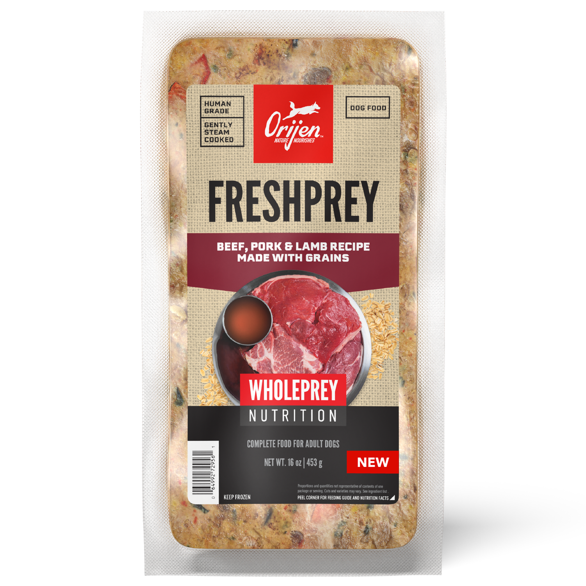 ORIJEN FreshPrey Beef, Pork & Lamb Recipe With Grains 16oz