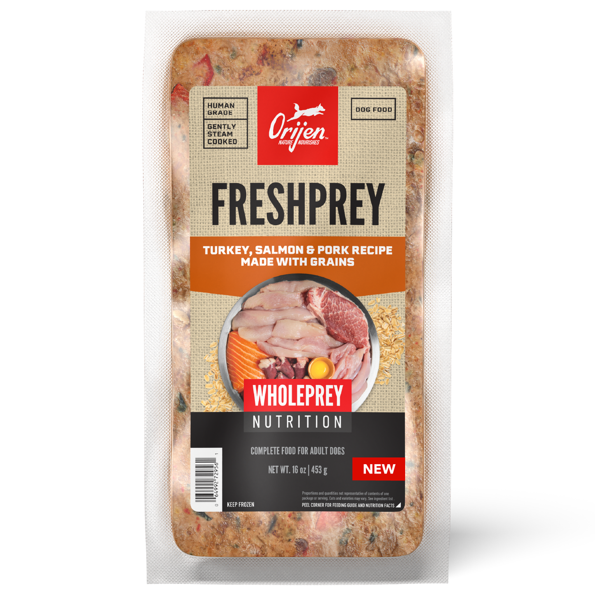 ORIJEN FreshPrey Turkey, Salmon & Pork Recipe With Grains 16oz
