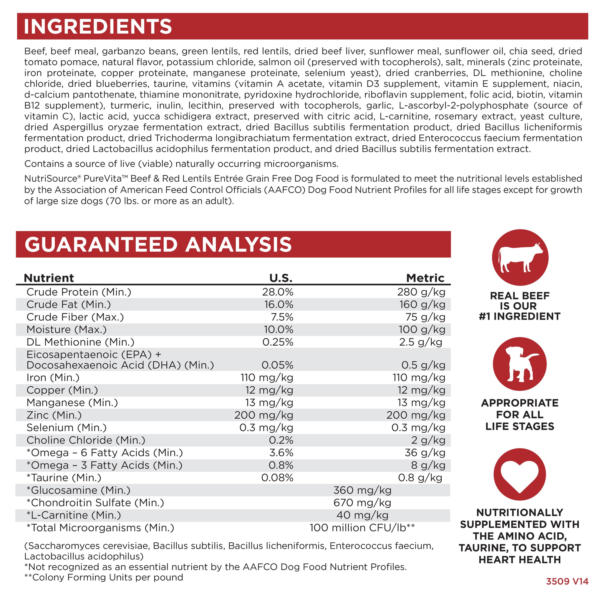 Pure Vita Beef & Red Lentils Grain-Free Dry Dog Food 25lb