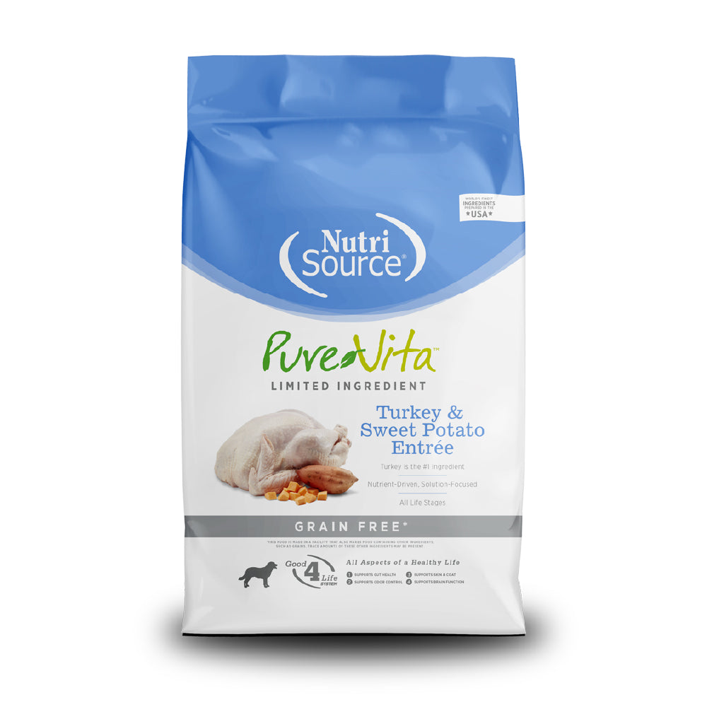Pure Vita Turkey & Sweet Potato Grain-Free Dry Dog Food 25lb
