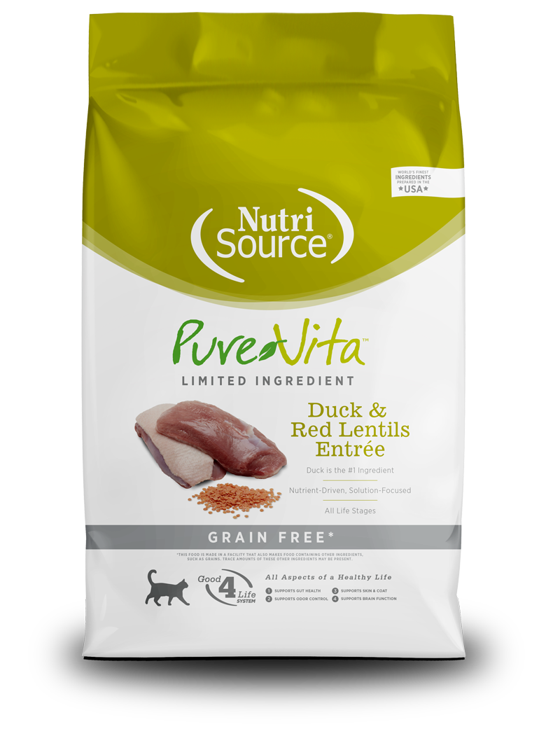 Pure Vita Duck & Red Lentils Grain-Free Dry Cat Food 12lb