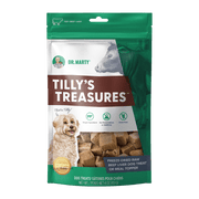 Dr. Marty Tilly's Treasures freeze-dried beef liver dog treats, front of bag