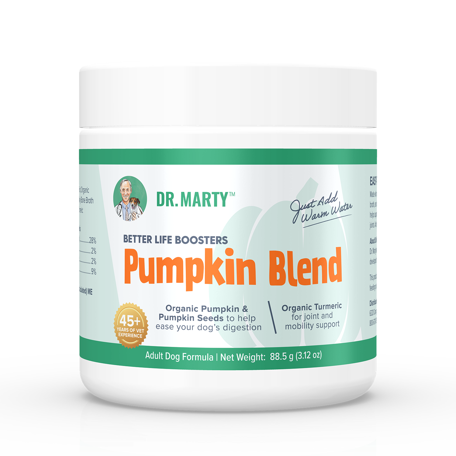 Dr. Marty Better Life Boosters Pumpkin Blend powdered food topper for dogs