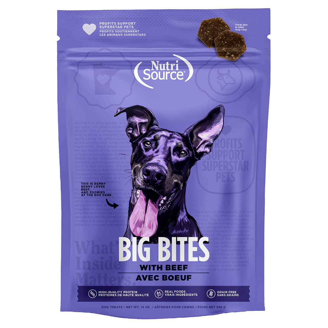 NutriSource Big Bite Beef GF Treat 14oz