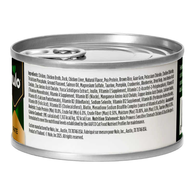 Nulo Prowess Sensitive Stomach Paté Chicken & Duck Recipe for Cats 2.8 oz
