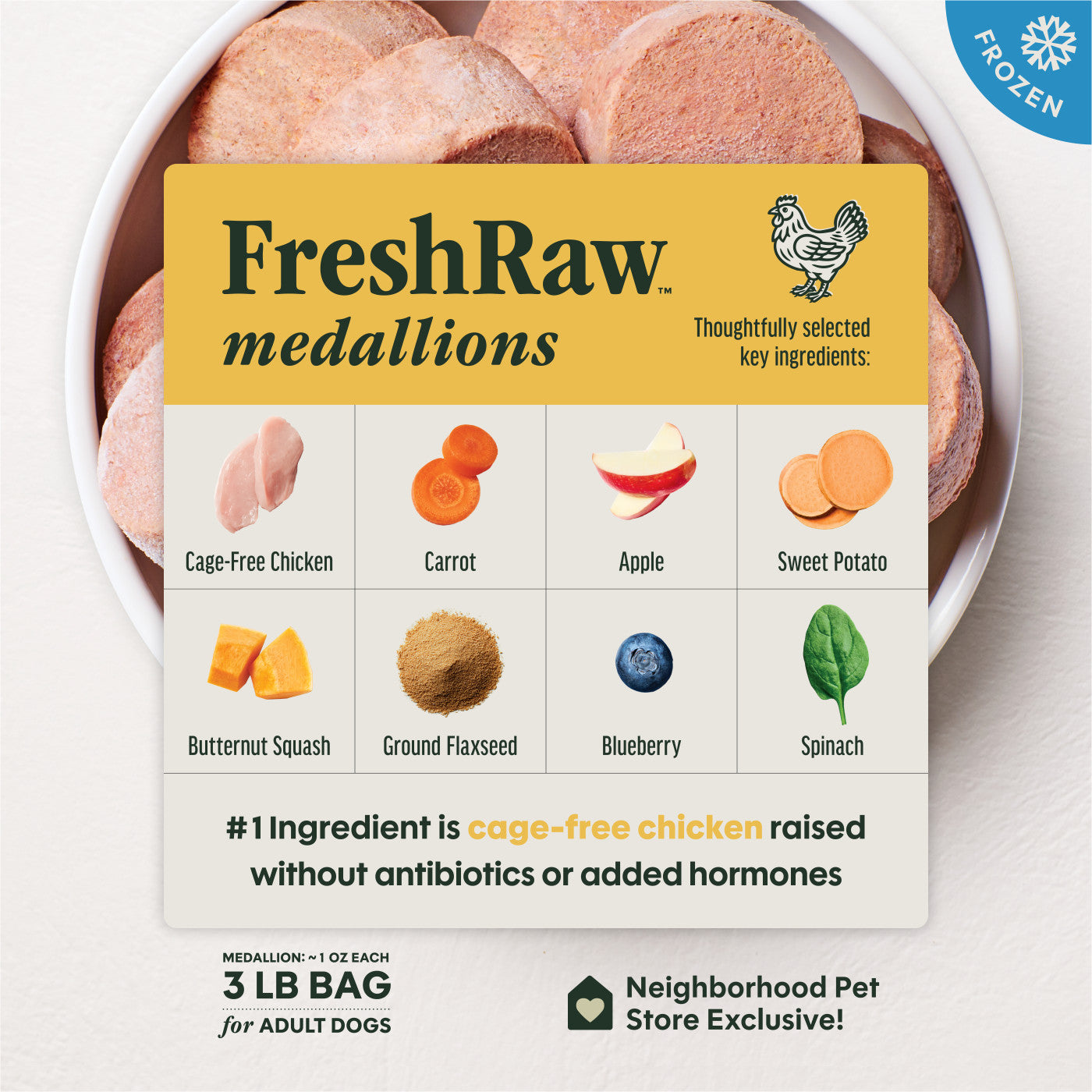 FreshRaw Medallions Cage-Free Chicken Recipe Dog Food