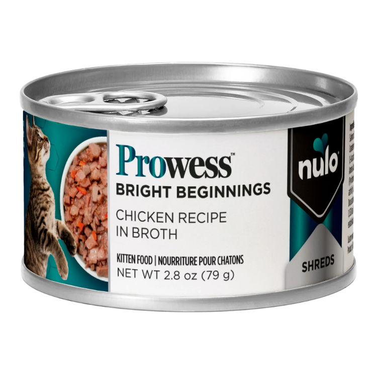 Nulo Prowess Bright Beginnings Shreds Chicken Recipe in Broth for Kittens 2.8 oz