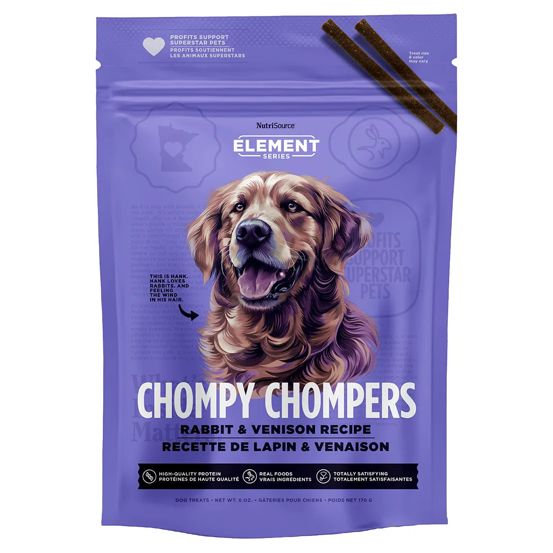 Element Series Chompy Chompers Rabbit & Venison Treat 6oz