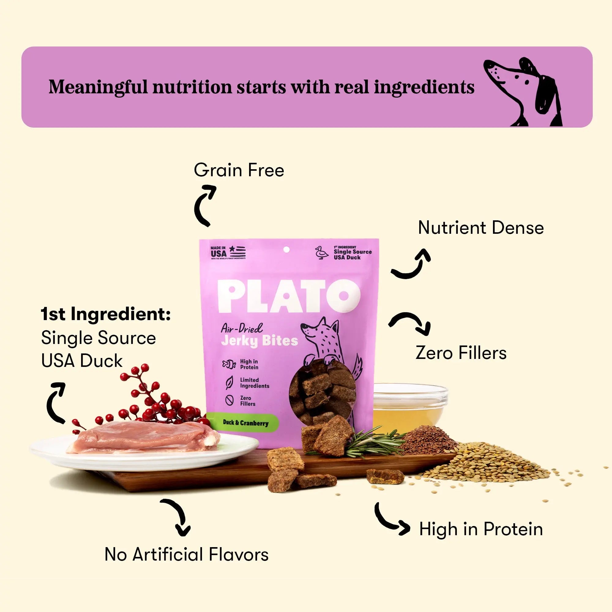 Plato Duck & Cranberry Jerky Bites