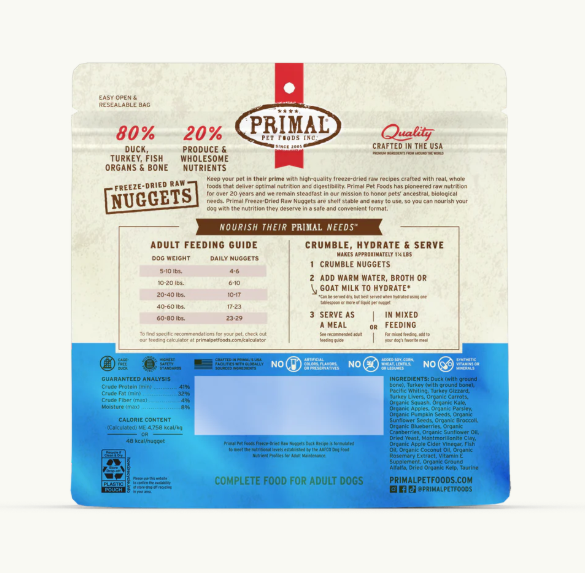 Primal Freeze Dried Duck, Turkey & Fish