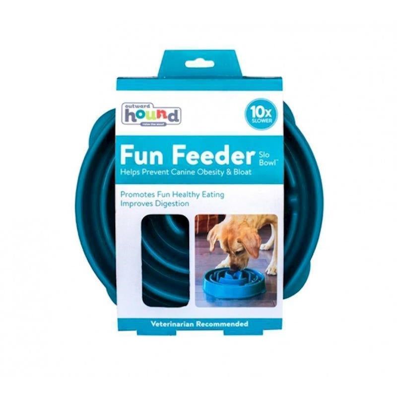 Outward Hound - Dog Fun Feeder Slow Feed Bowl Teal