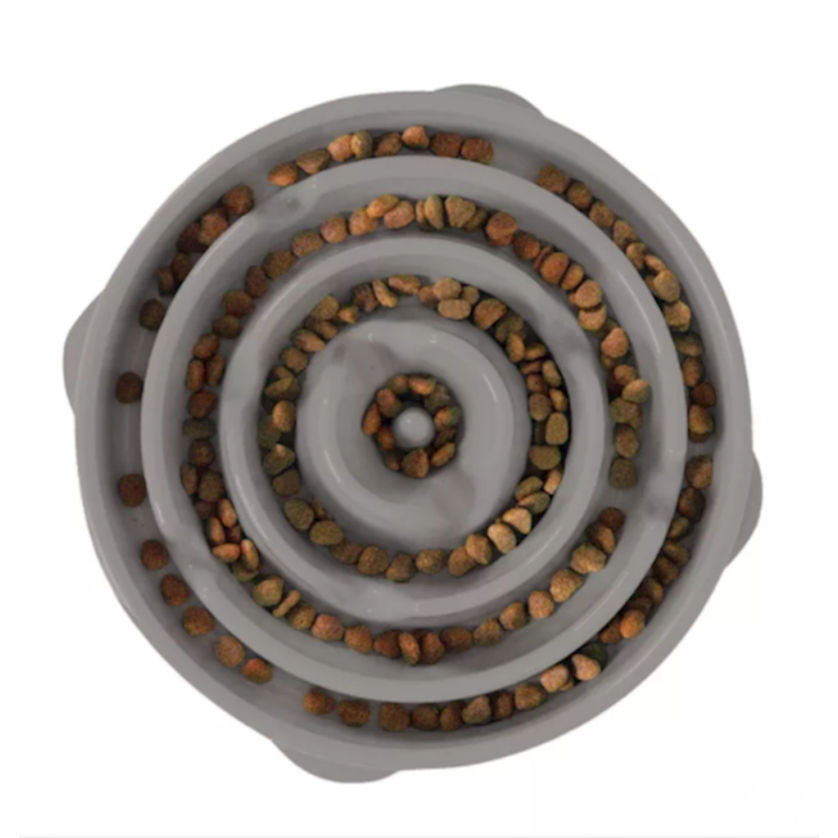 Outward Hound - Dog Fun Feeder Slow Feed Bowl Grey