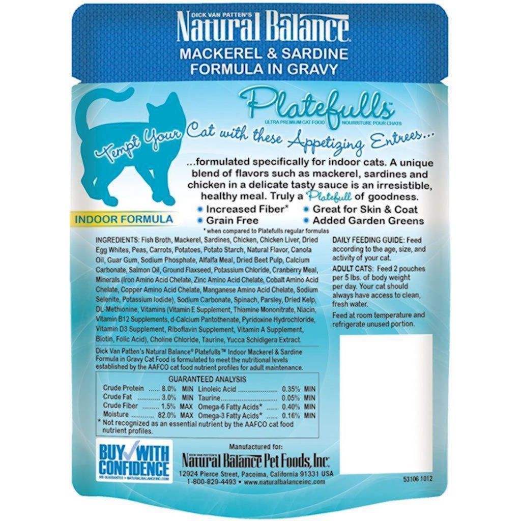 Natural Balance - Platefuls - Cat Indoor Mackerel & Sardine In Gravy