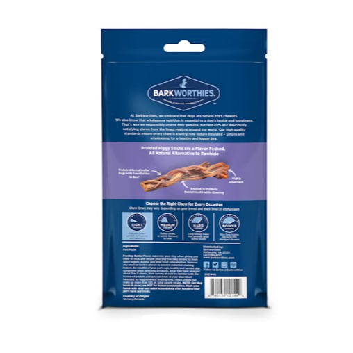Barkworthies - Braided Pork Pizzle 3pk