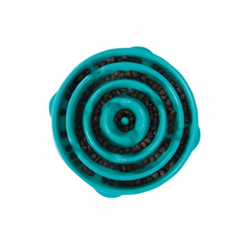 Outward Hound - Dog Fun Feeder Slow Feed Bowl Teal Mini