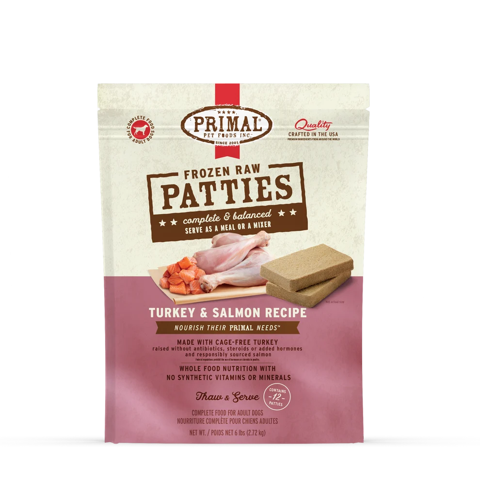 Primal Frozen Nuggets - Turkey and Salmon Recipe 6lb Patties