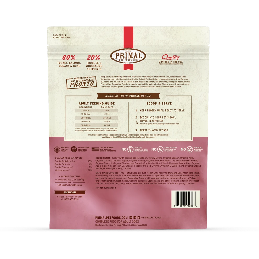 Primal Frozen Nuggets - Turkey and Salmon Recipe 4lb Pronto