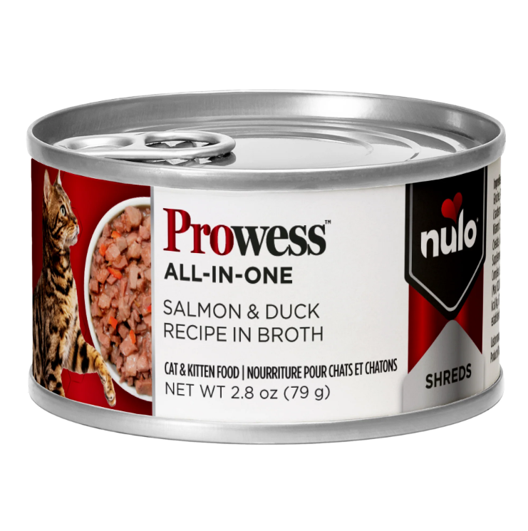 Nulo Prowess All-in-One Essentials Shreds Salmon & Duck Recipe in Broth