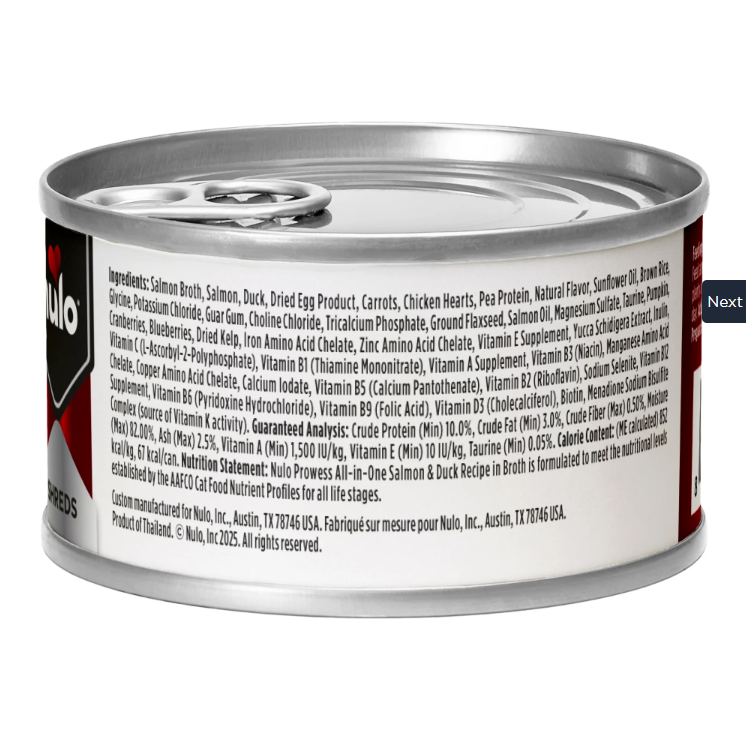 Nulo Prowess All-in-One Essentials Shreds Salmon & Duck Recipe in Broth