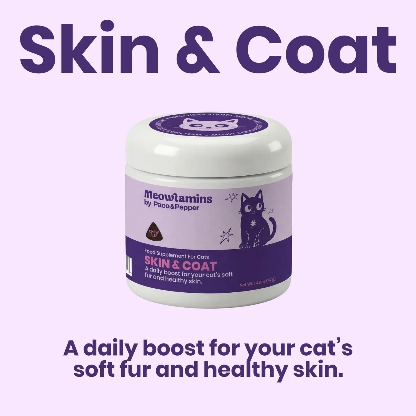 MEOWTAMINS Skin & Coat Soft Chew 60CT For Cats