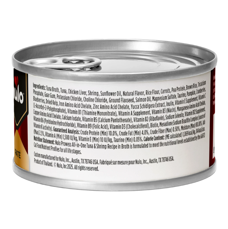 Nulo Prowess All-in-One Essentials Paté Tuna & Shrimp Recipe in Broth for Cats 2.8 oz