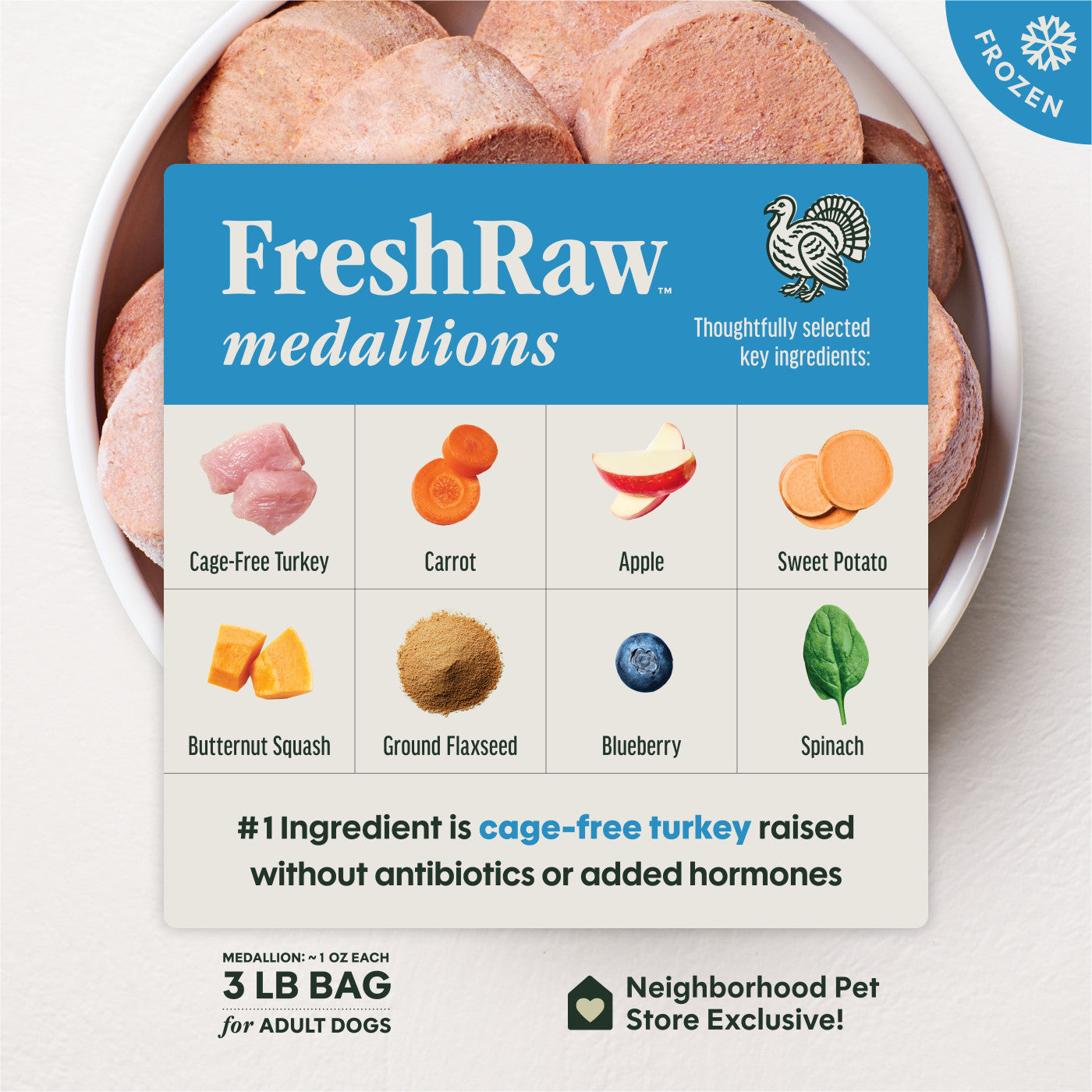 FreshRaw Medallions Cage-Free Turkey Recipe Dog Food