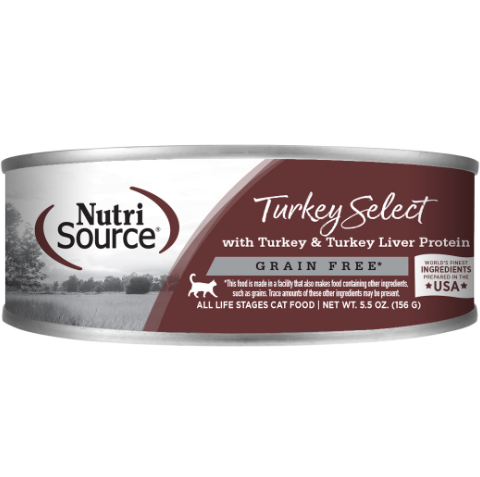 NutriSource Turkey & Turkey Liver Grain-Free Canned Cat Food 5.5oz